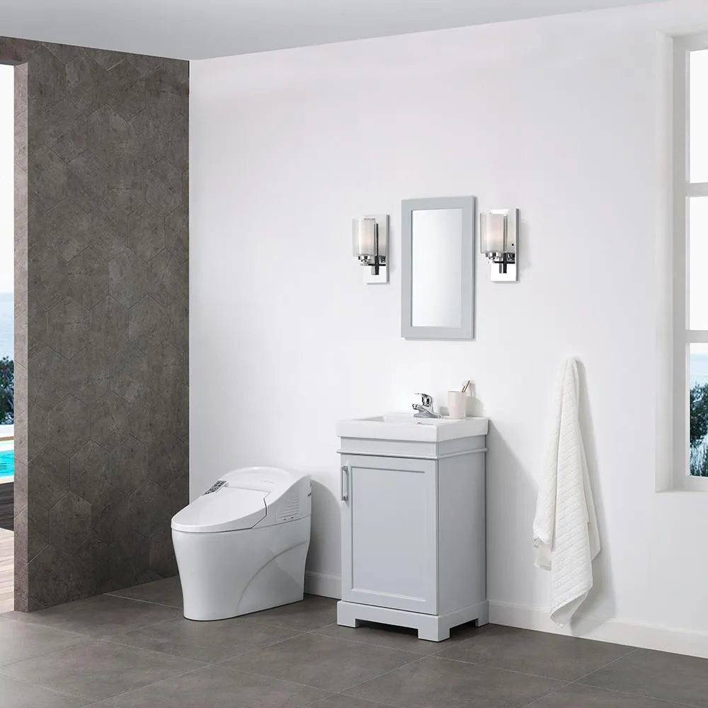 Vanity Art Hallcrest 20 in. W x 16 in. D Vanity in Misty Grey with Integrated Vanity Top in White with White Sink and Mirror, photo 3 of 4