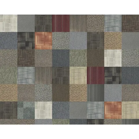 Kaleidoscope Collection Multicolor Assorted Loop Commercial Carpet Tile