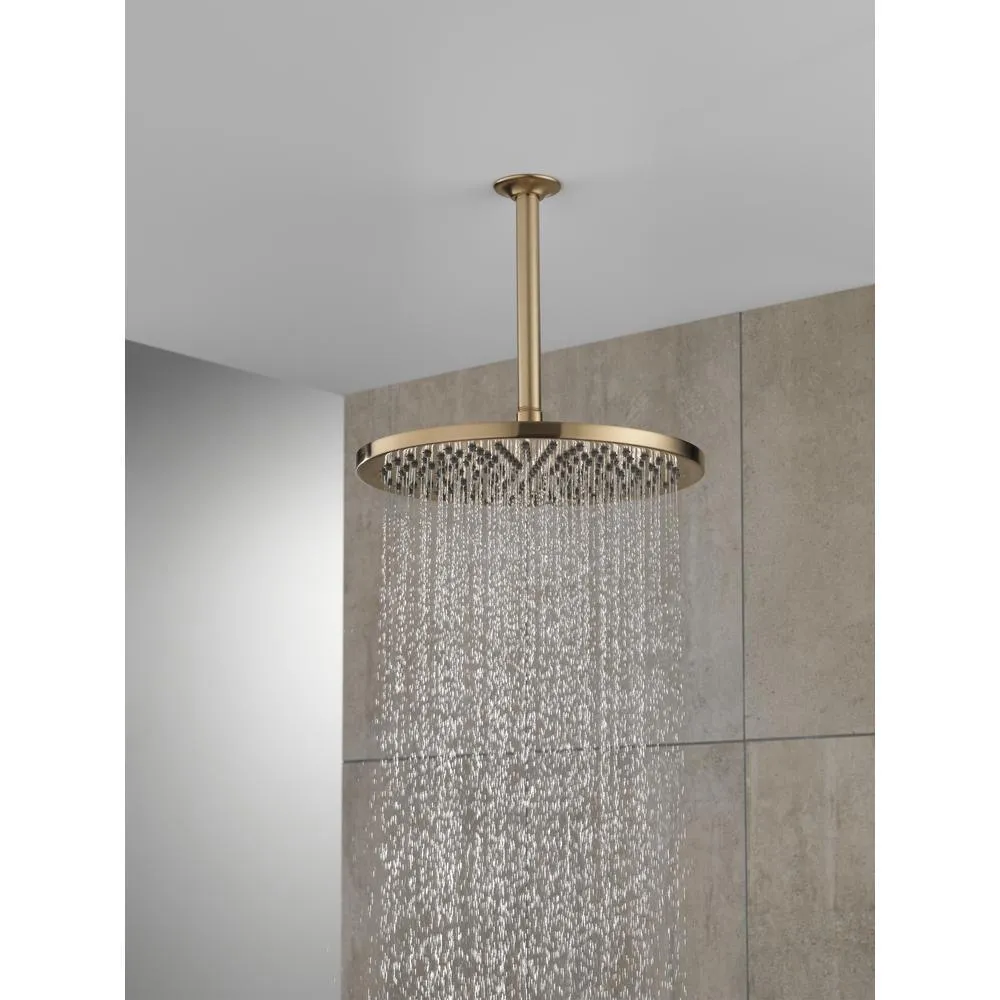 1-Spray 11.8 in. Single Wall Mount Fixed Rain Shower Head in Champagne Bronze, photo 2 of 9