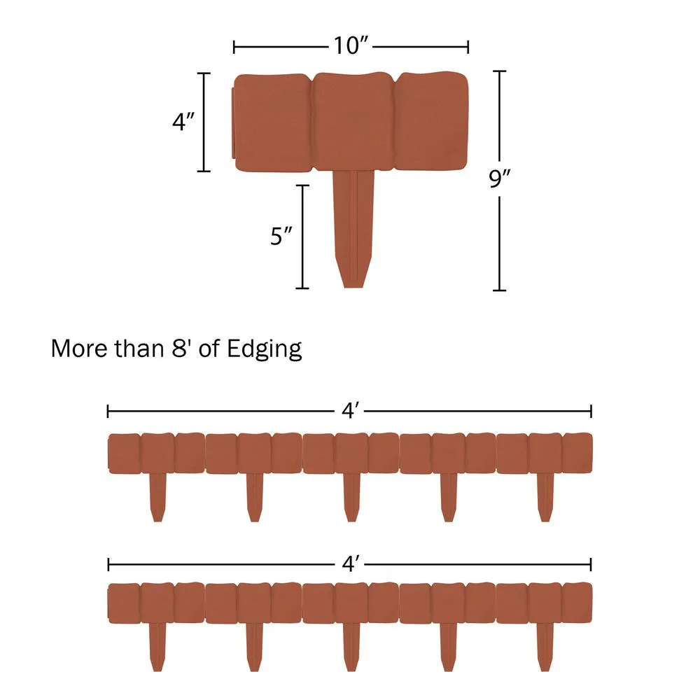 Pure Garden 0.75 in. x 10 in. x 9 in. Terracotta Plastic Garden Edging Stone-Look Border (10-Piece), photo 3 of 7