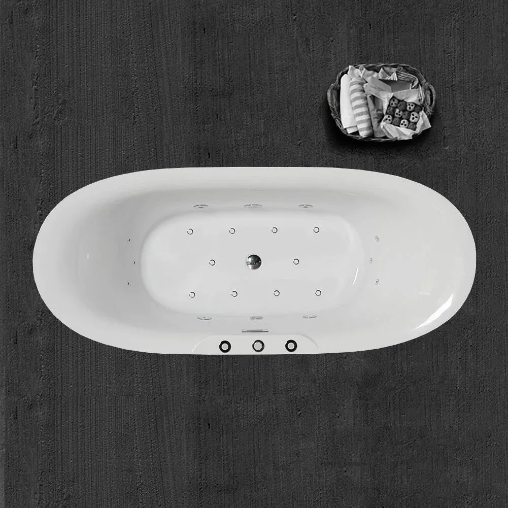 WOODBRIDGE 71 in. x 35 in. Acrylic Freestanding Double Slipper Whirlpool and Air Bathtub with Drain and Overflow Included in White, photo 2 of 5