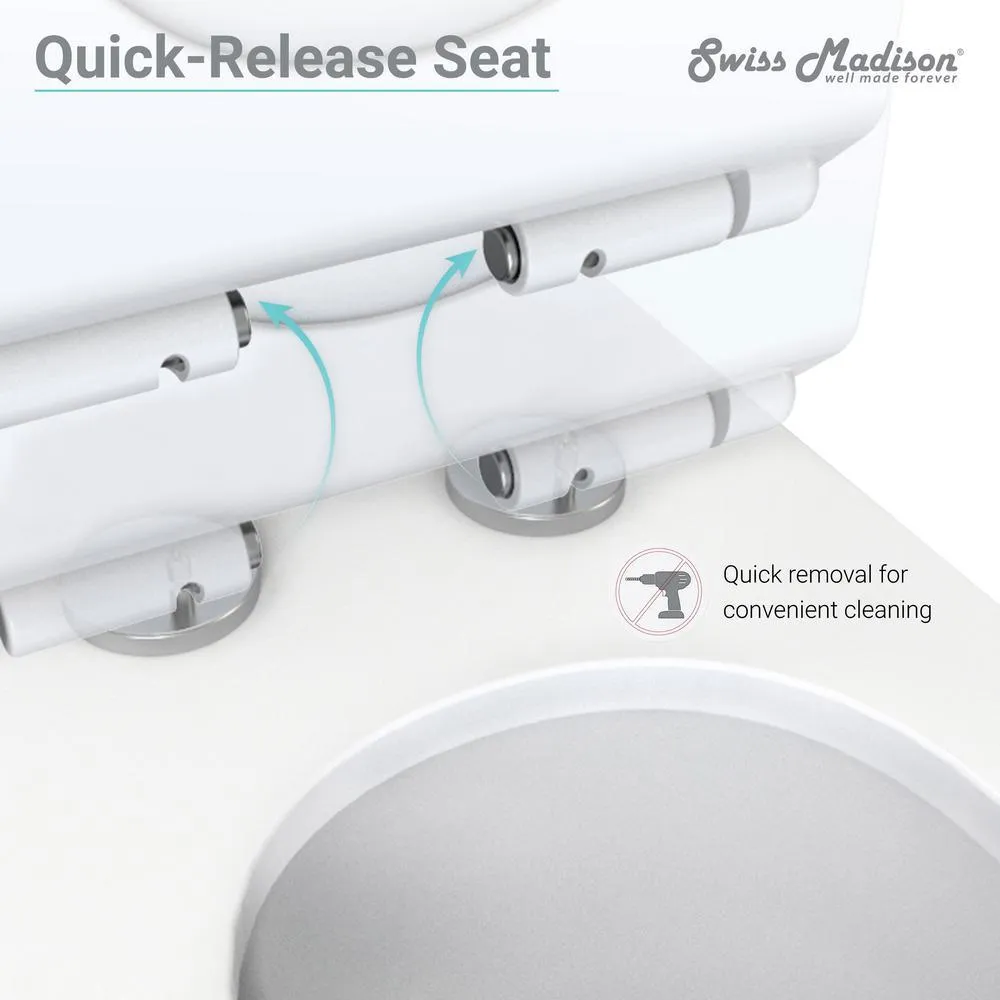 Swiss Madison 0.8/1.28 GPF Concorde Wall Hung Square Dual Flush Elongated Toilet Bowl in White, photo 11 of 11
