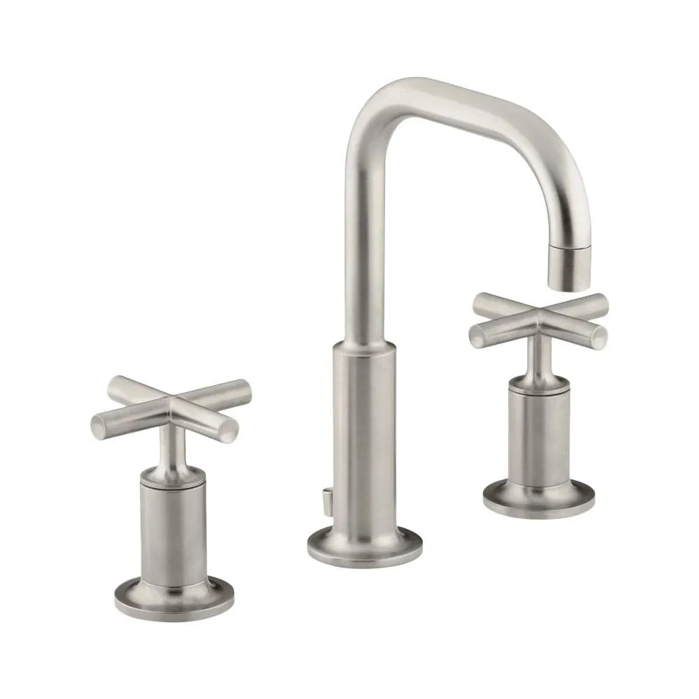 Purist 8 in. Widespread 2-Handle Mid-Arc Bathroom Faucet in Vibrant Modern Brushed Gold, photo 8 of 10
