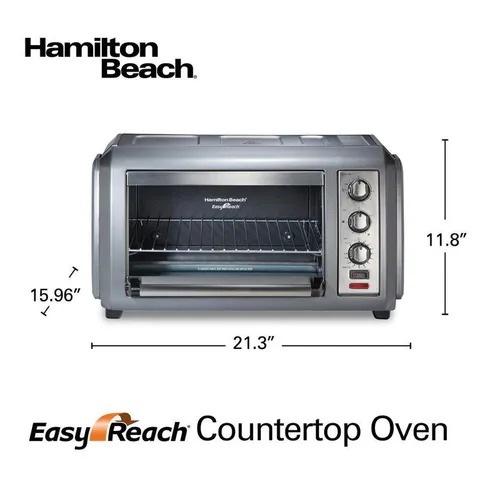 Easy Reach 1500-Watts 6-Slice Grey Toaster Oven with Roll-Top Door