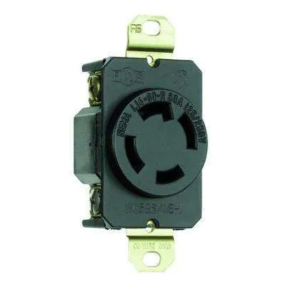 30 Amp Self-Grounding Locking Single Outlet Receptacle - Black