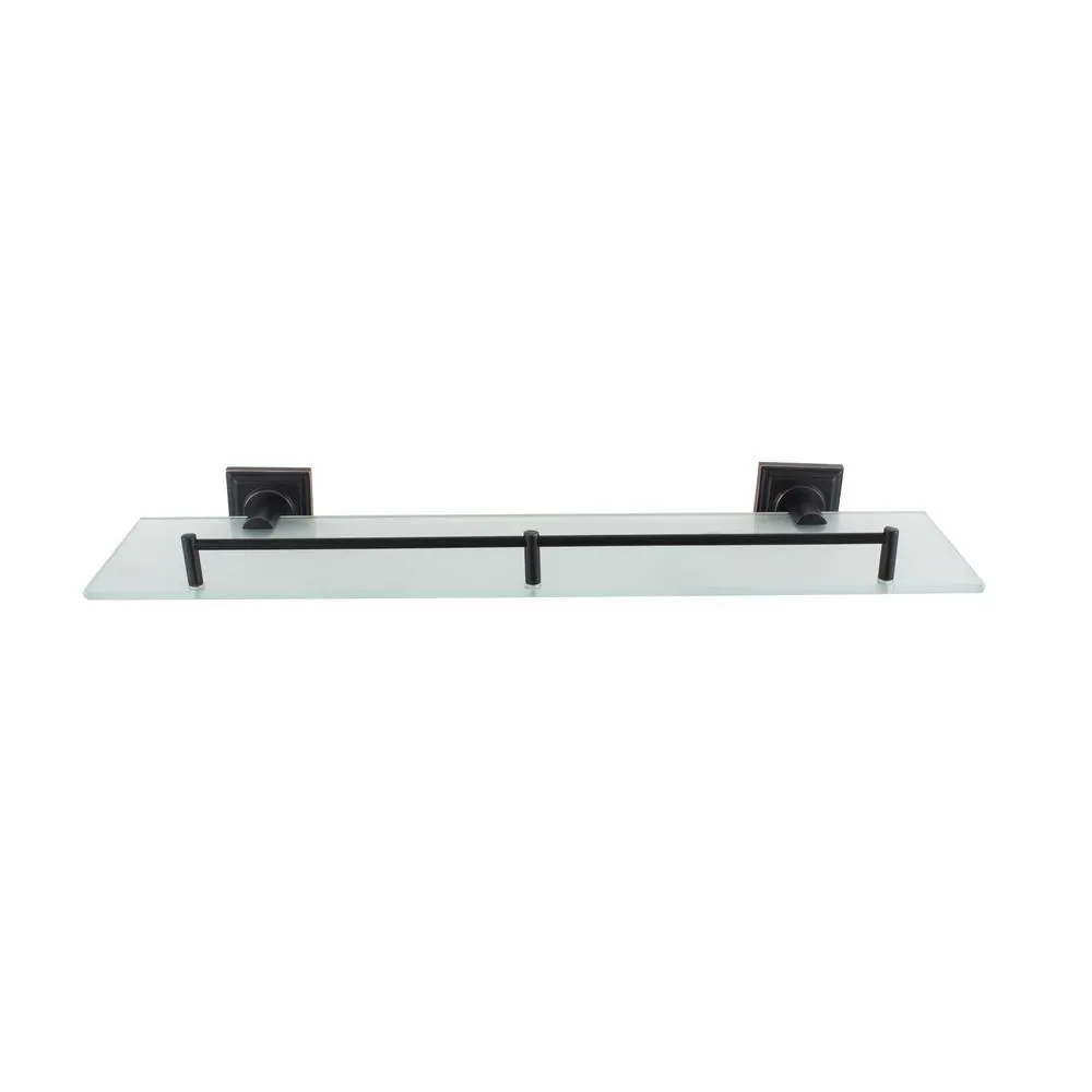 MODONA Square 20 in. Frosted Glass Shelf with Rail in Satin Nickel, photo 6 of 6