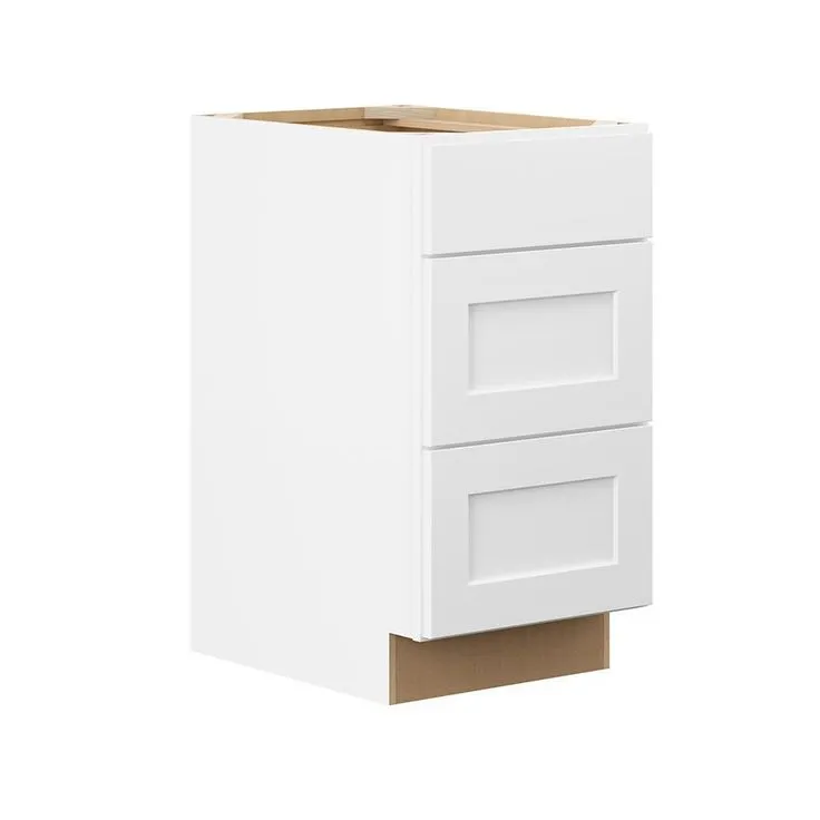 Shaker Ready To Assemble 12 in. W x 34.5 in. H x 21 in. D Plywood Vanity Drawer Base Kitchen Cabinet in Denver White, photo 4 of 4