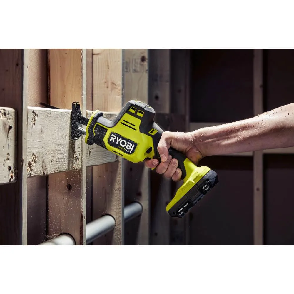 RYOBI ONE+ HP 18V Brushless Cordless Compact 1/4 in. Impact Driver and One-Handed Recip Saw Kit with (2) Batteries, Charger, photo 11 of 14