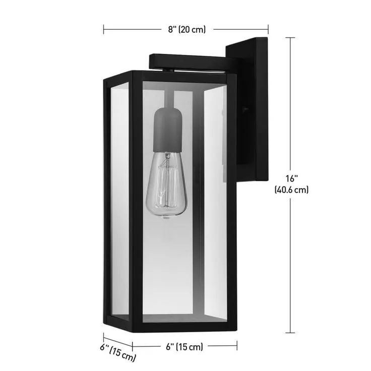 Hurley 1-Light Black Outdoor Wall Lantern Sconce, photo 5 of 6