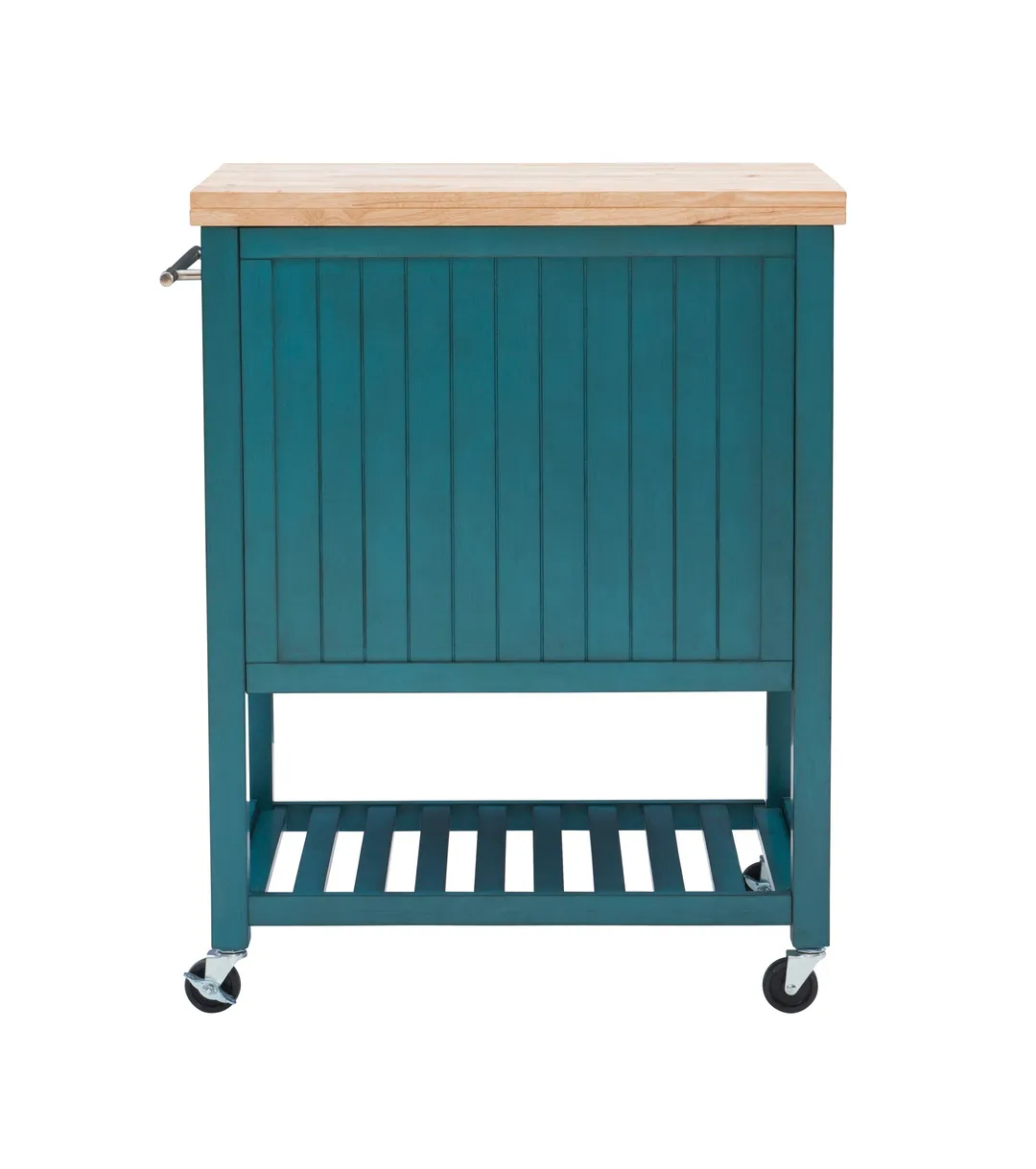 Powell Green Wood Base with Wood Butcher Block Top Rolling Kitchen Cart (28-in x 20.25-in x 33.5-in), photo 9 of 15
