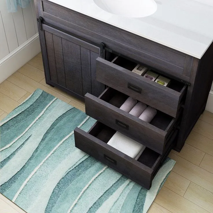 Style Selections Morriston 48-in Distressed Java Single Sink Bathroom Vanity with White Engineered Stone Top, photo 7 of 9
