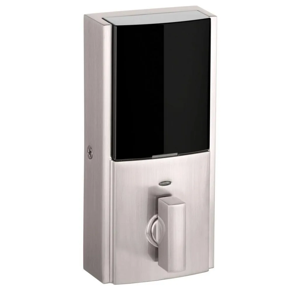 Kwikset Obsidian Satin Nickel Keyless Electronic Touchscreen Deadbolt with Halifax Passage Lever, photo 3 of 8