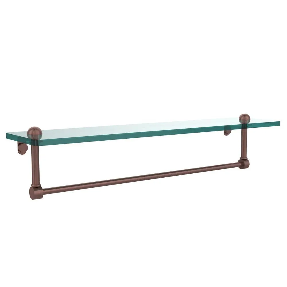 Allied Brass 22 in. L x 5 in. H x 5 in. W Clear Glass Vanity Bathroom Shelf with Towel Bar in Antique Bronze, photo 3 of 15