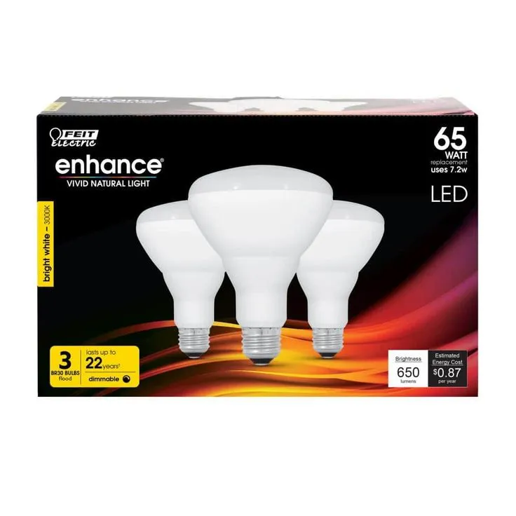 Feit Electric 65-Watt Equivalent BR30 Dimmable CEC Title 24 Compliant LED ENERGY STAR 90+ CRI Flood Light Bulb Bright White (3-Pack), photo 5 of 8