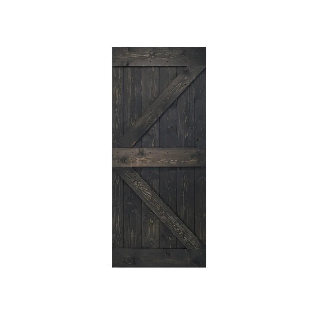 36 in x 84 in K Series DIY Dark Walnut Finished Knotty Pine Wood Barn Door Slab, photo 9 of 12