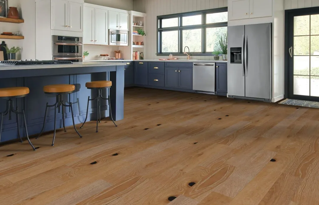 Bruce Nature of Wood Plus Rustic Warmth White Oak 6-1/2-in W x 7/16-in T x Varying Length Wirebrushed Engineered Hardwood Flooring (30.37-sq ft / Carton), photo 5 of 12