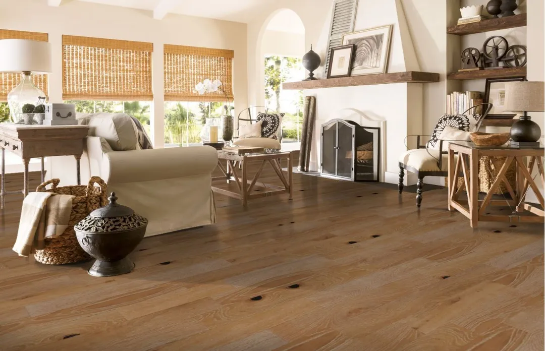 Bruce Nature of Wood Plus Rustic Warmth White Oak 6-1/2-in W x 7/16-in T x Varying Length Wirebrushed Engineered Hardwood Flooring (30.37-sq ft / Carton), photo 3 of 12