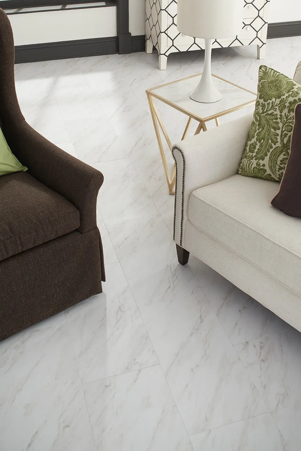 Style Selections Grecian Marble 12-in x 24-in Groutable Water-Resistant Peel-and-Stick Luxury Vinyl Tile Flooring, 2-sq ft Piece, photo 5 of 8