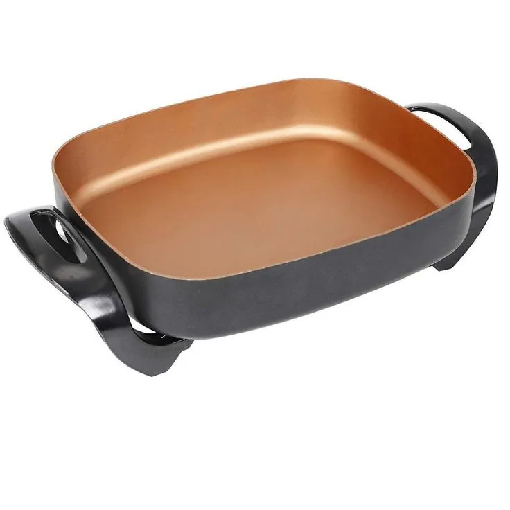 16 in. x 12 in. x 3.15 in. 8 Qt Copper Professional Non-Stick Copper Electric Skillet Jumbo, photo 3 of 6