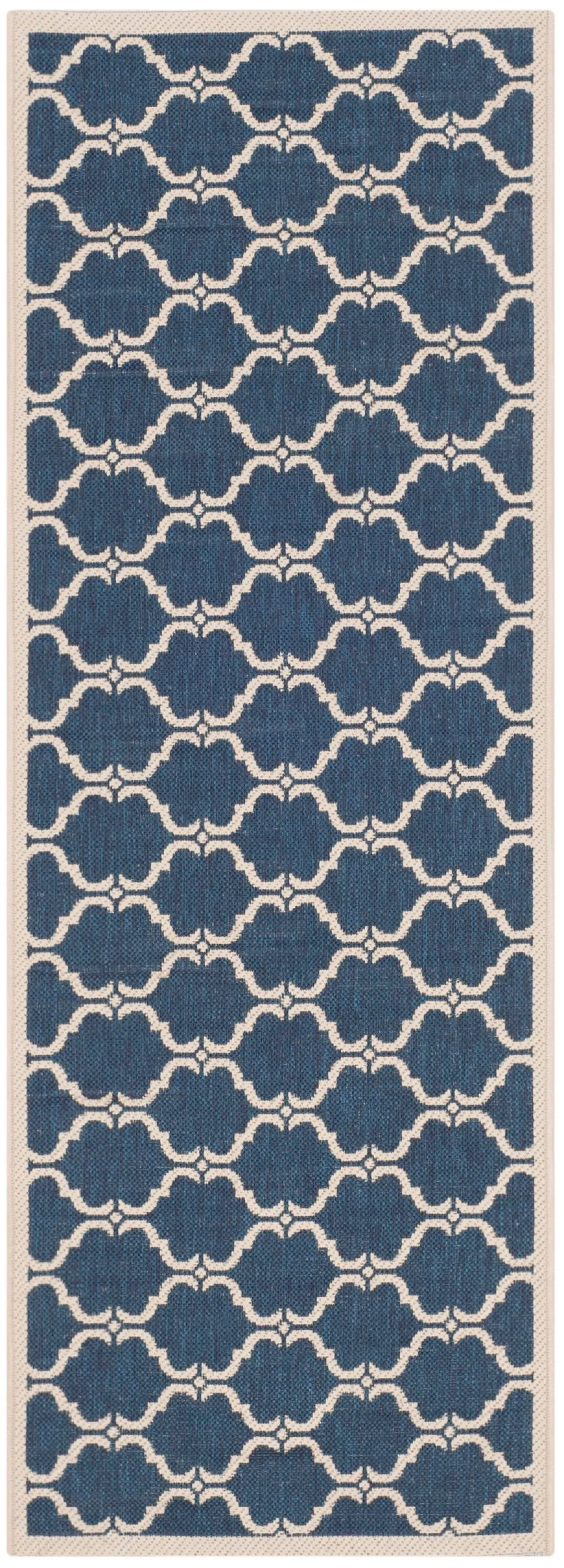 Safavieh Courtyard Aldo 2 x 12 Navy/Beige Indoor/Outdoor Trellis Coastal Runner, photo 2 of 5