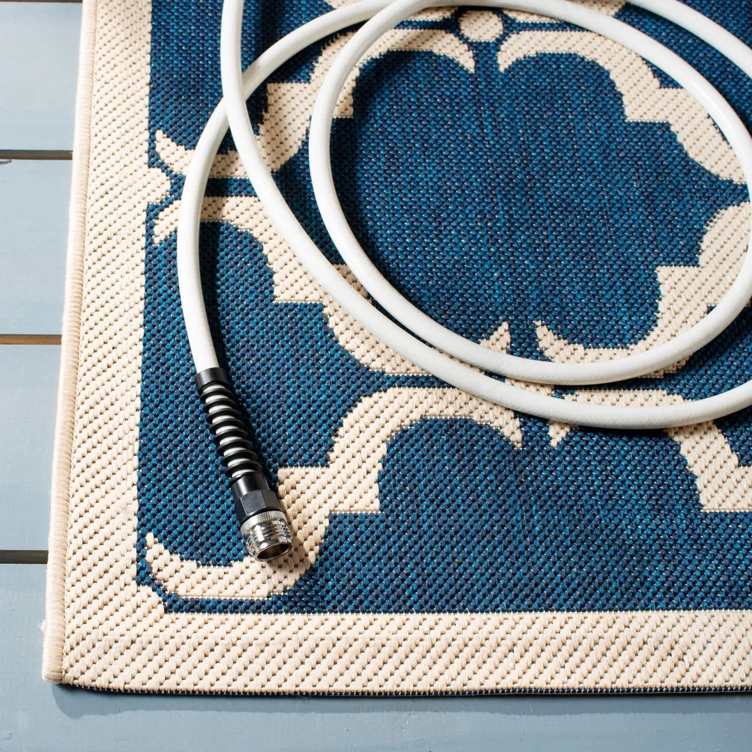 Safavieh Courtyard Aldo 2 x 12 Navy/Beige Indoor/Outdoor Trellis Coastal Runner, photo 3 of 5