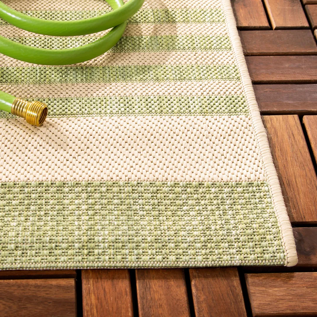 Safavieh Courtyard Dobby 3 x 5 Beige/Sweet Pea Indoor/Outdoor Stripe Coastal Throw Rug, photo 3 of 5