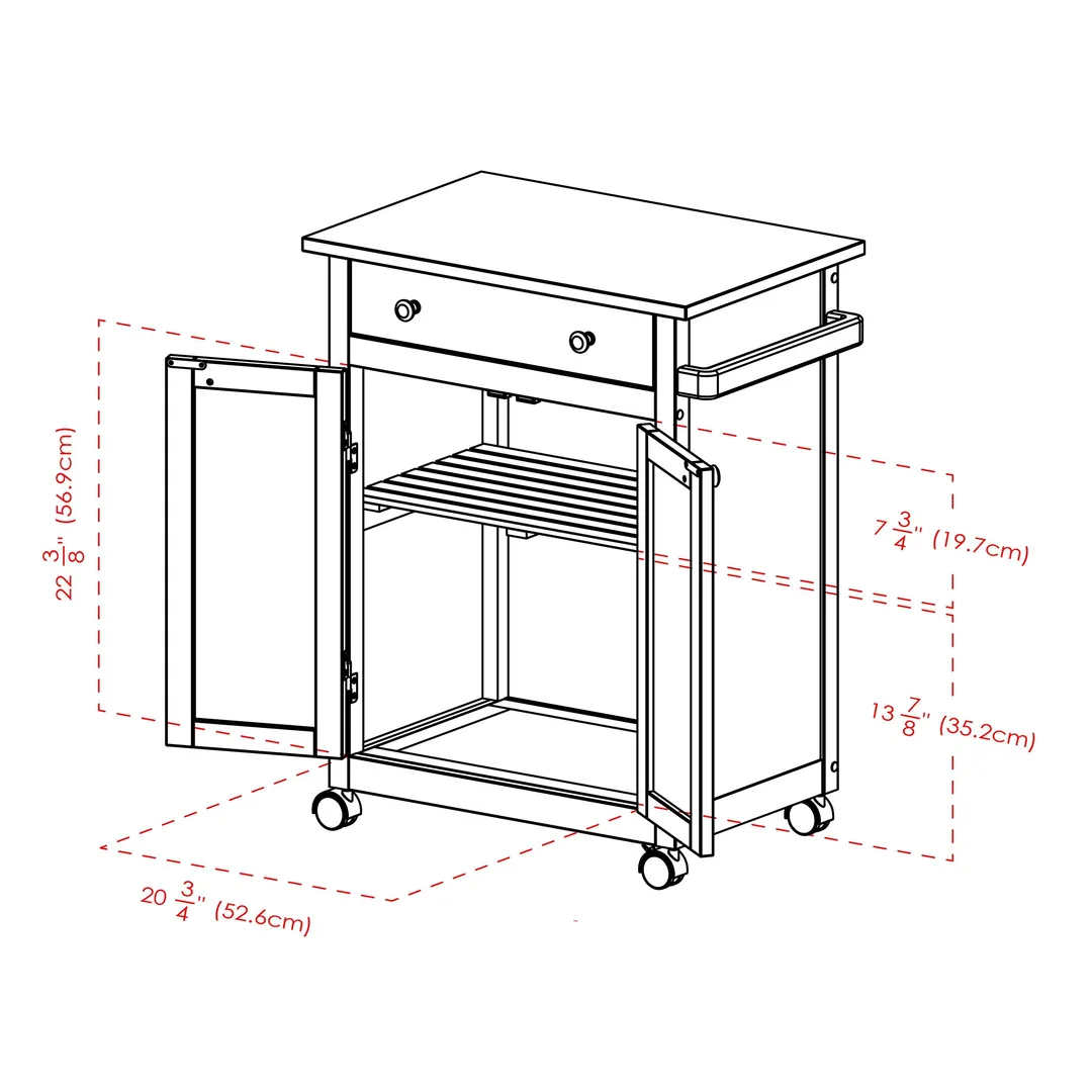 Winsome Wood Brown Wood Base with Mdf Top Rolling Kitchen Cart (17.72-in x 26.89-in x 34.02-in), photo 12 of 13
