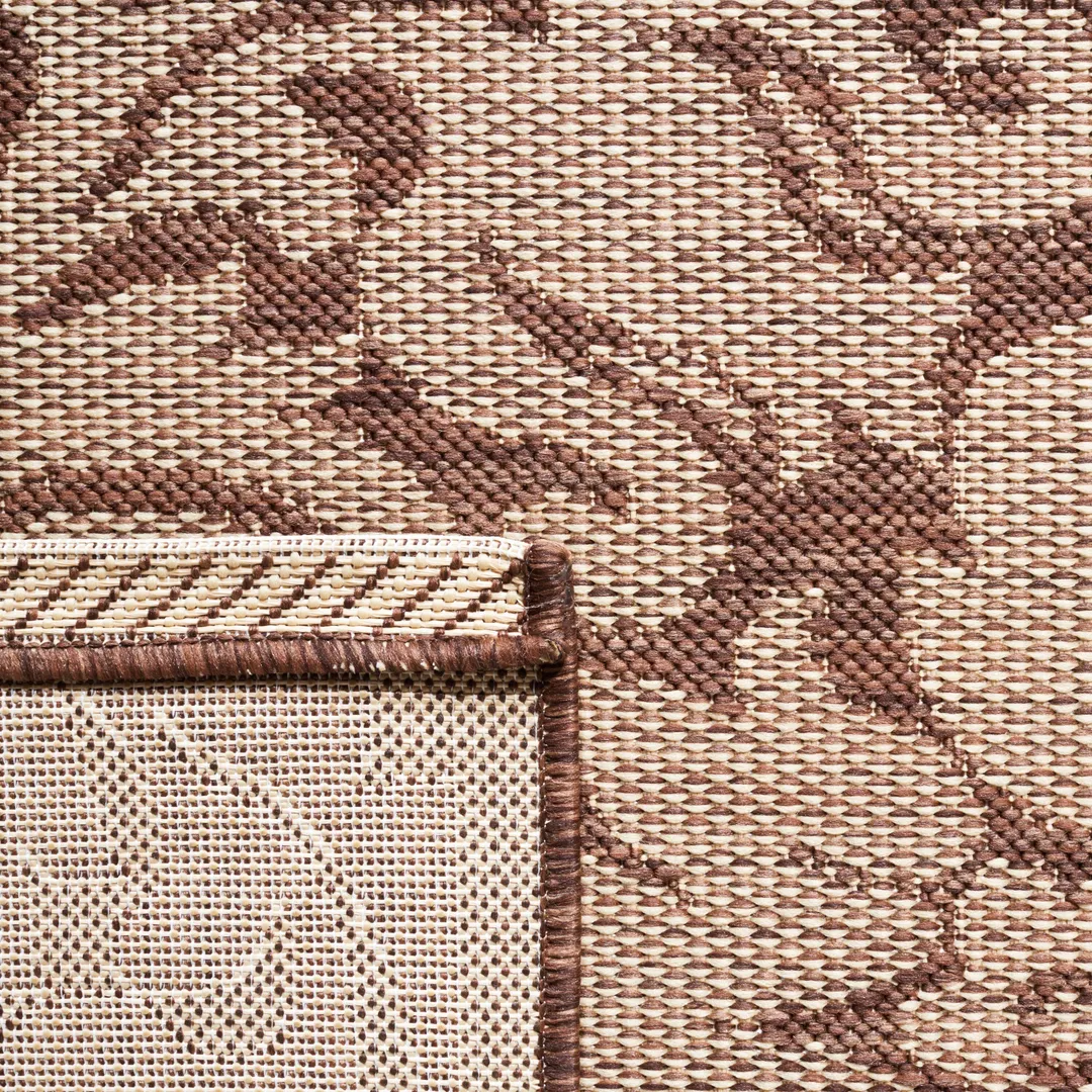 Safavieh Courtyard Nashua 2 ft 3 in x 12 ft Chocolate/Natural Indoor/Outdoor Damask Runner Rug, photo 5 of 6