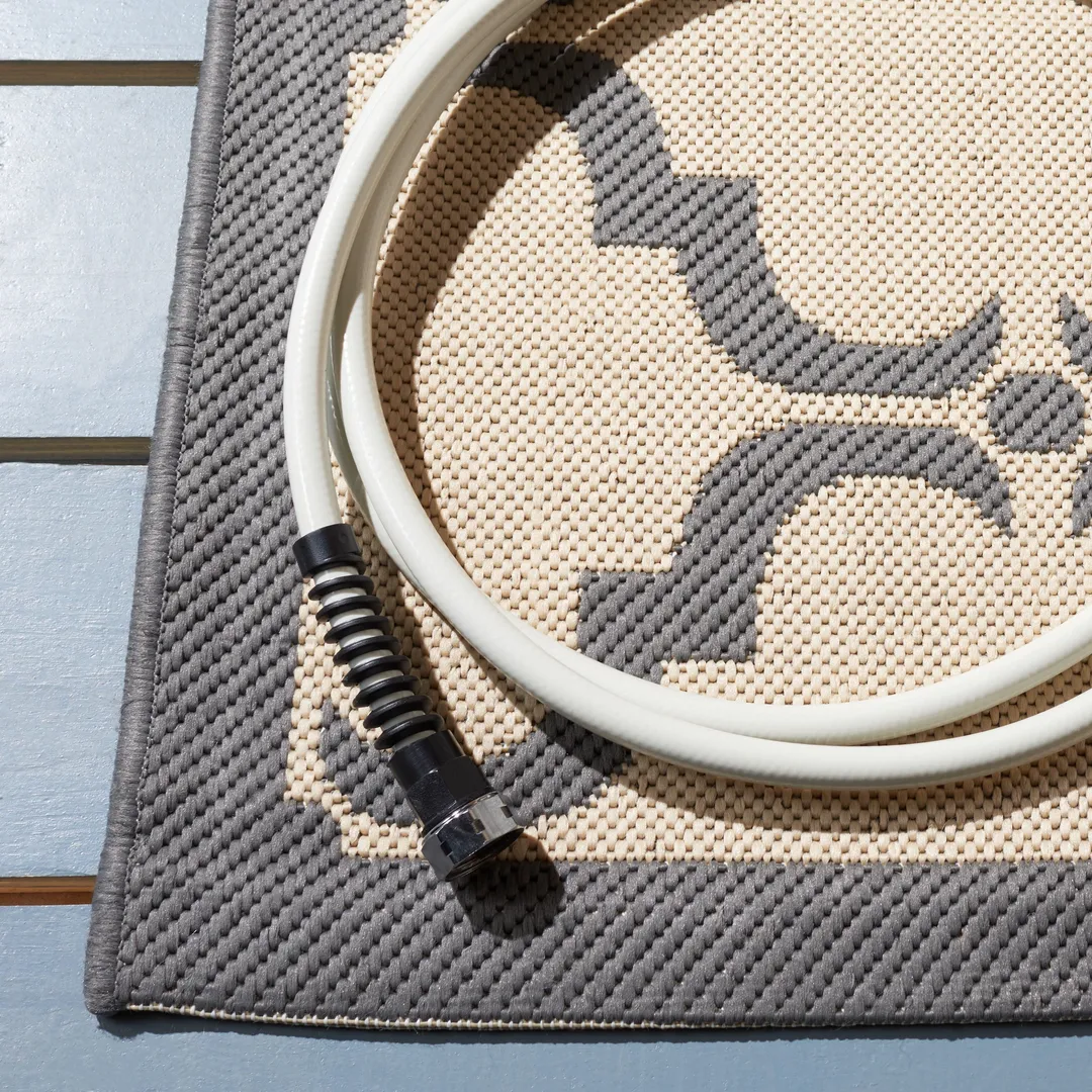 Safavieh Courtyard Aldo 4 x 6 Beige/Anthracite Indoor/Outdoor Trellis Coastal Area Rug, photo 3 of 4