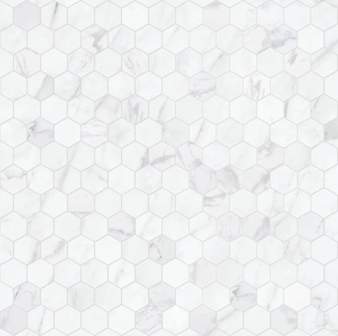 Satori Regent Carrara 12-in x 12-in Matte Porcelain Hexagon Marble-Look Floor and Wall Mosaic Tile (0.93-sq ft per Piece), photo 6 of 9