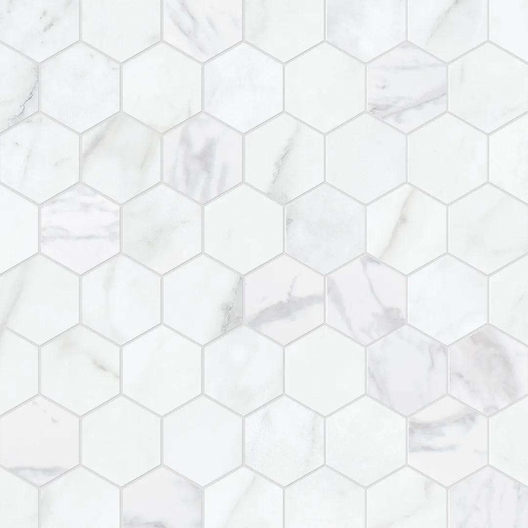 Satori Regent Carrara 12-in x 12-in Matte Porcelain Hexagon Marble-Look Floor and Wall Mosaic Tile (0.93-sq ft per Piece), photo 5 of 9
