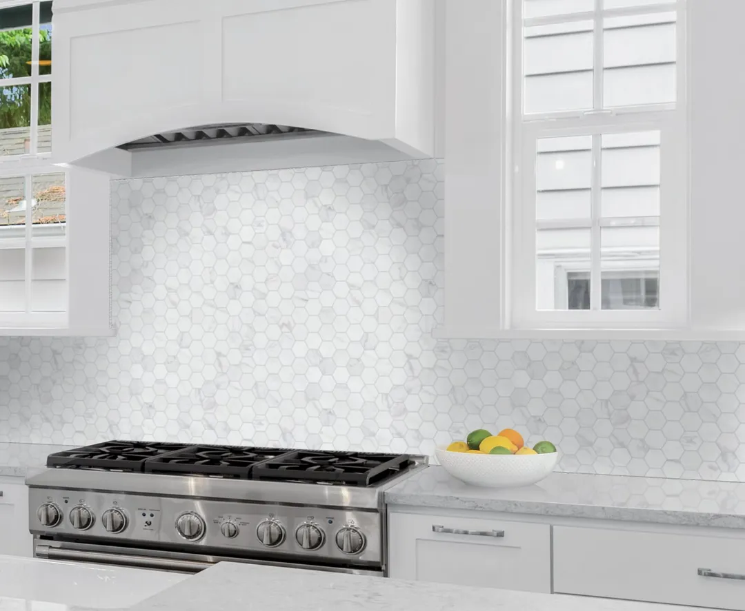 Satori Regent Carrara 12-in x 12-in Matte Porcelain Hexagon Marble-Look Floor and Wall Mosaic Tile (0.93-sq ft per Piece), photo 7 of 9