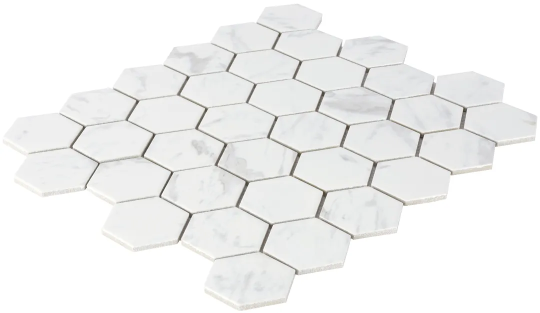 Satori Regent Carrara 12-in x 12-in Matte Porcelain Hexagon Marble-Look Floor and Wall Mosaic Tile (0.93-sq ft per Piece), photo 3 of 9