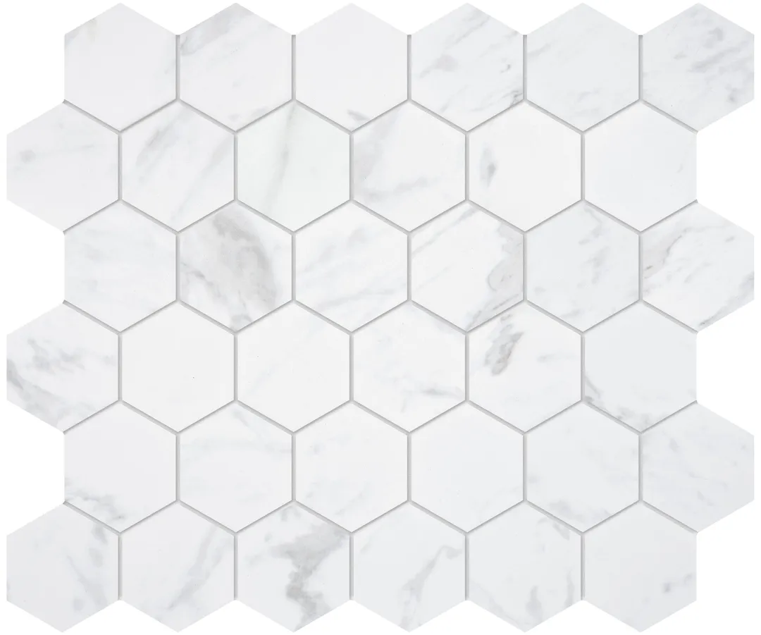 Satori Regent Carrara 12-in x 12-in Matte Porcelain Hexagon Marble-Look Floor and Wall Mosaic Tile (0.93-sq ft per Piece), photo 2 of 9