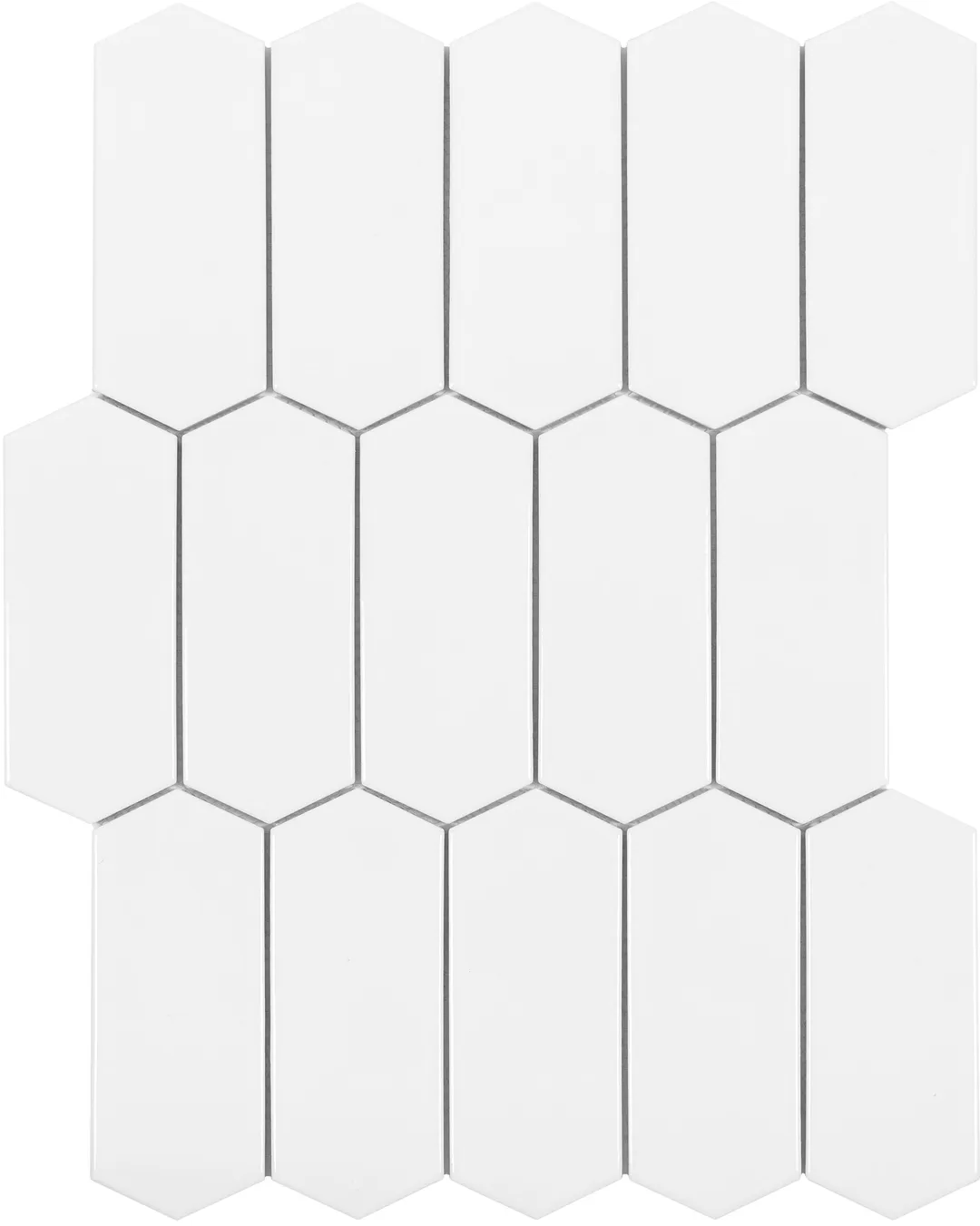 Satori Hudson Brilliant White Picket 10-in x 13-in Glossy Porcelain Arabesque Mosaic Wall Tile (0.94-sq. ft/ Piece), photo 4 of 8