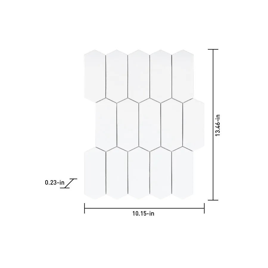 Satori Hudson Brilliant White Picket 10-in x 13-in Glossy Porcelain Arabesque Mosaic Wall Tile (0.94-sq. ft/ Piece), photo 6 of 8