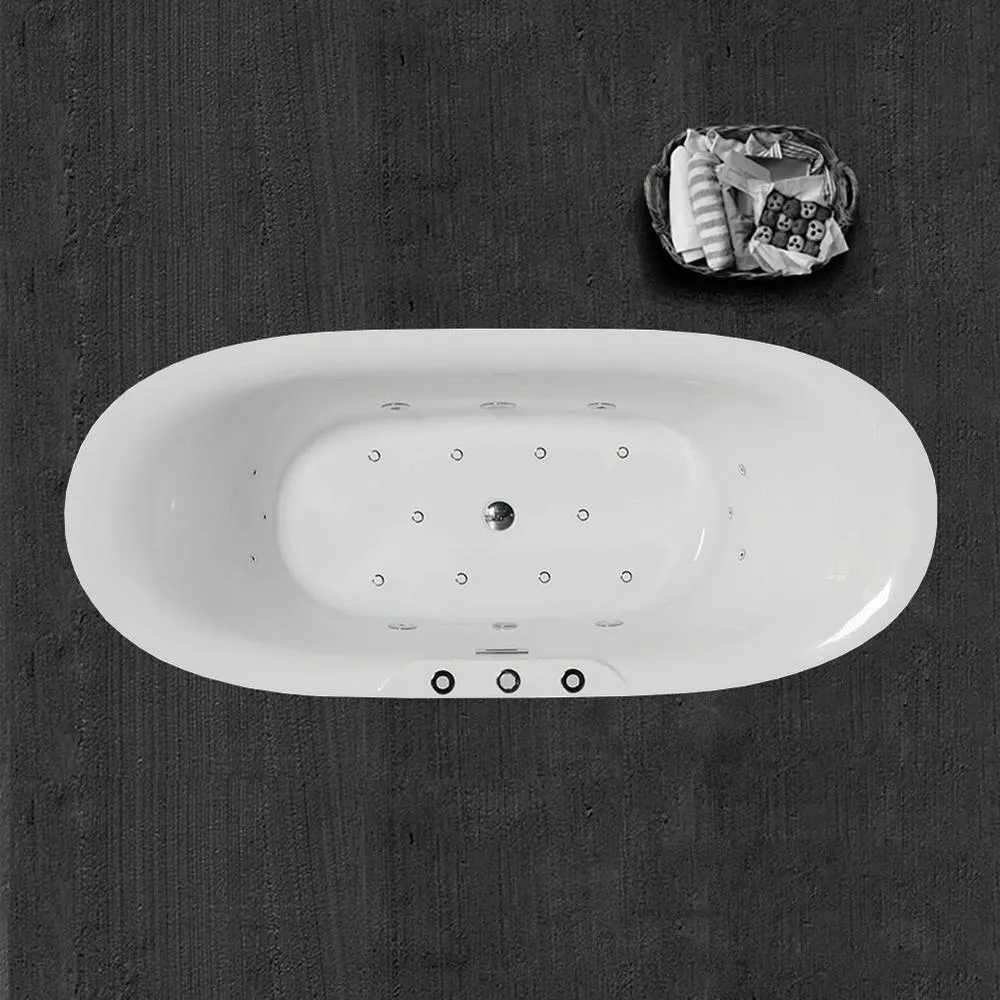 Venezia 71 in. Acrylic Freestanding Double Slipper Whirlpool and Air Bathtub with Drain and Overflow Included in White, photo 3 of 15