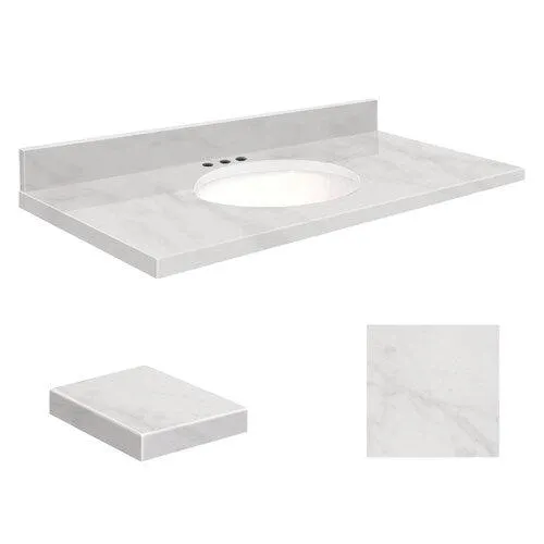 Transolid 37-in White Carrara Natural Marble Undermount Single Sink Bathroom Vanity Top with Backsplash, photo 2 of 4