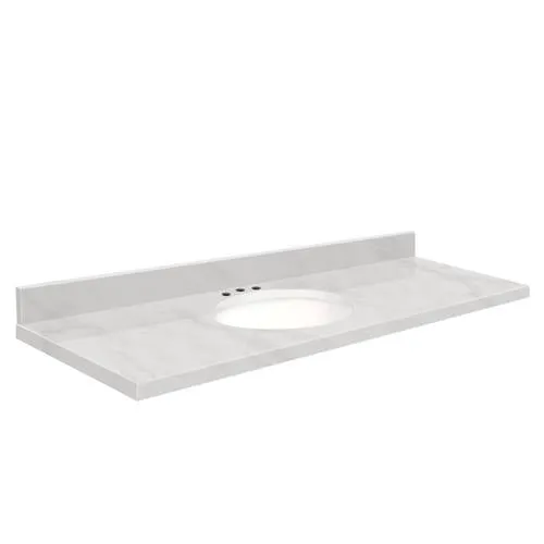 Transolid 61-in White Carrara Natural Marble Bathroom Vanity Top, photo 2 of 4