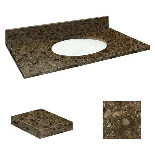 Transolid 43-in Cacao Nougat Natural Marble Undermount Single Sink Bathroom Vanity Top with Backsplash, photo 2 of 4