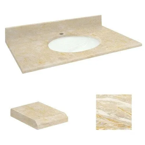 Transolid 37-in Oman Beige Natural Marble Single Sink Bathroom Vanity Top, photo 2 of 4
