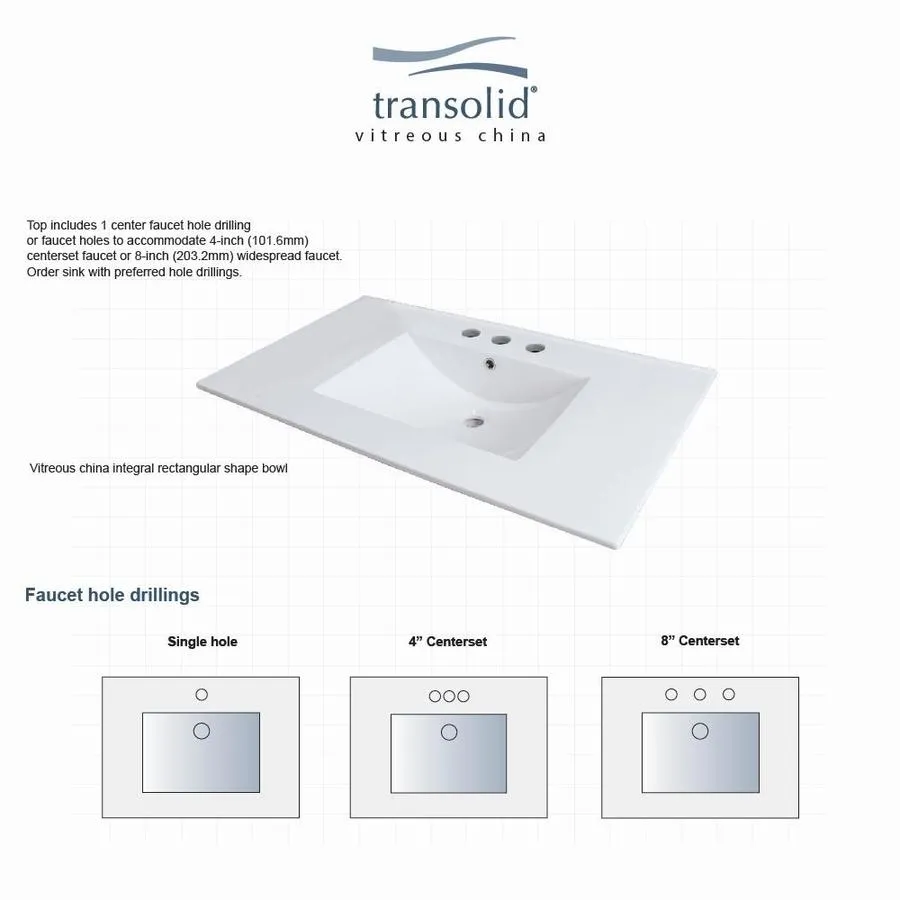 Transolid Juliette 25-in White Vitreous China Single-Hole Bathroom Vanity Top with Integral Sink, photo 5 of 20