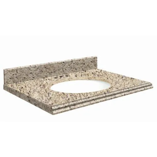 Transolid 49-in Giallo Ornamental Granite Single Sink Bathroom Vanity Top with Backsplash and Undermount Oval Sink, photo 2 of 4