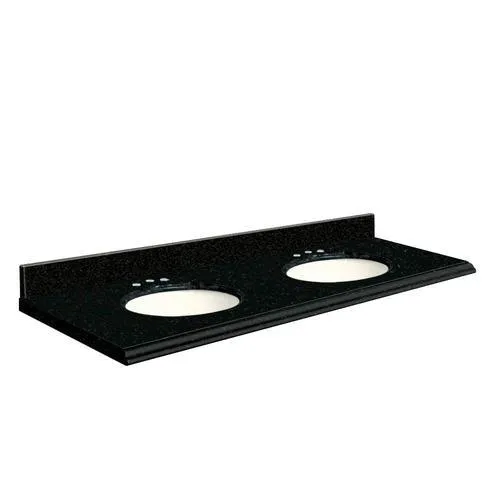 Transolid 61-in Absolute Black Granite Double Sink Bathroom Vanity Top with Undermount Sinks and Backsplash, photo 2 of 4