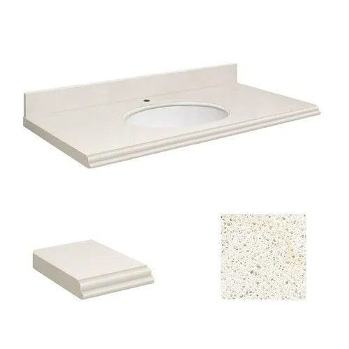 Transolid 25-in Milan White Quartz Single Sink Bathroom Vanity Top with Backsplash and Oval Undermount Sink, photo 2 of 4