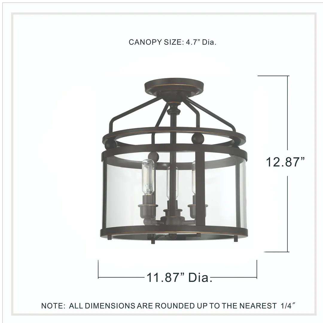 Quoizel Norfolk 11.87-in Oil Rubbed Bronze Transitional Semi-Flush Mount Light, photo 11 of 11