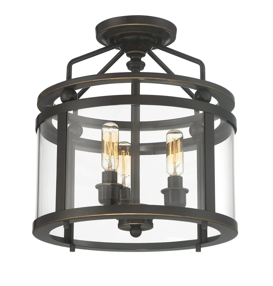 Quoizel Norfolk 11.87-in Oil Rubbed Bronze Transitional Semi-Flush Mount Light, photo 5 of 11