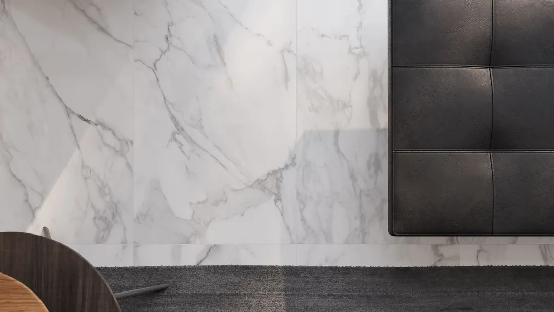 Satori Regent Statuario Abisso 24-in x 48-in Polished Porcelain Marble-Look Floor and Wall Tile, Rectified (7.75-sq ft/Piece), photo 6 of 7