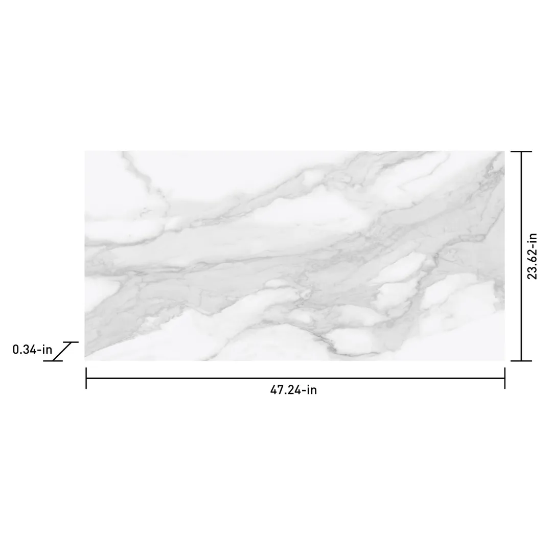 Satori Regent Statuario Abisso 24-in x 48-in Polished Porcelain Marble-Look Floor and Wall Tile, Rectified (7.75-sq ft/Piece), photo 7 of 7
