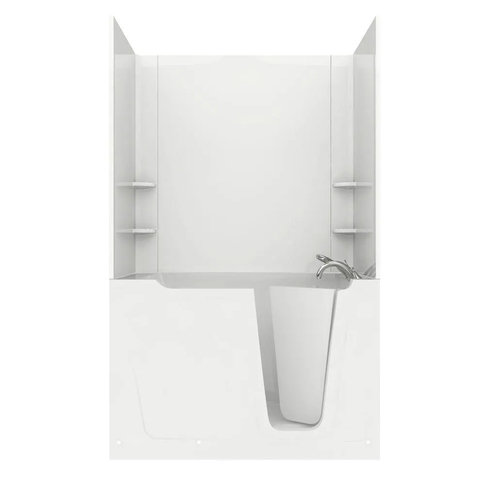 Universal Tubs Rampart Nova Heated 3.9 ft. Walk-in Whirlpool and Air Bathtub with Flat Easy Up Adhesive Wall Surround, Right Drain, White, photo 22 of 42
